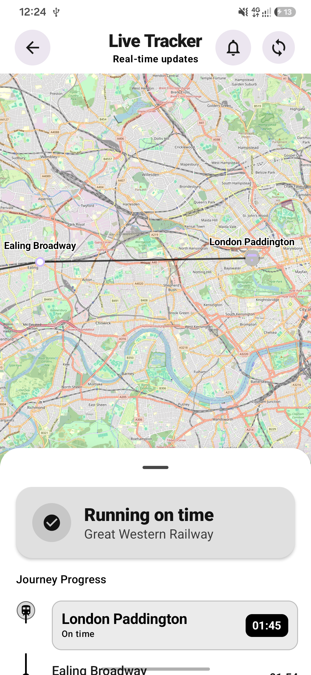 Transit Mate live train map