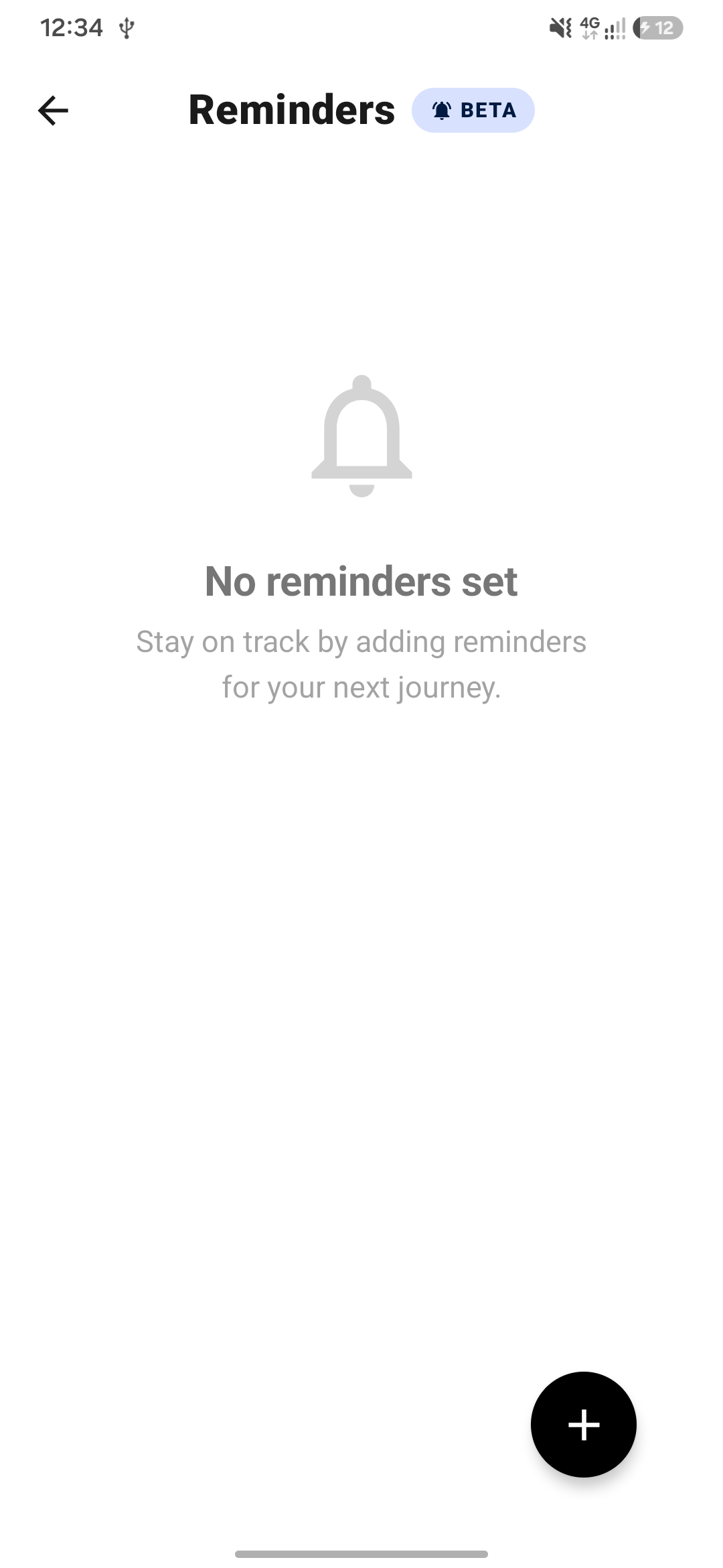 Transit Mate reminders screen