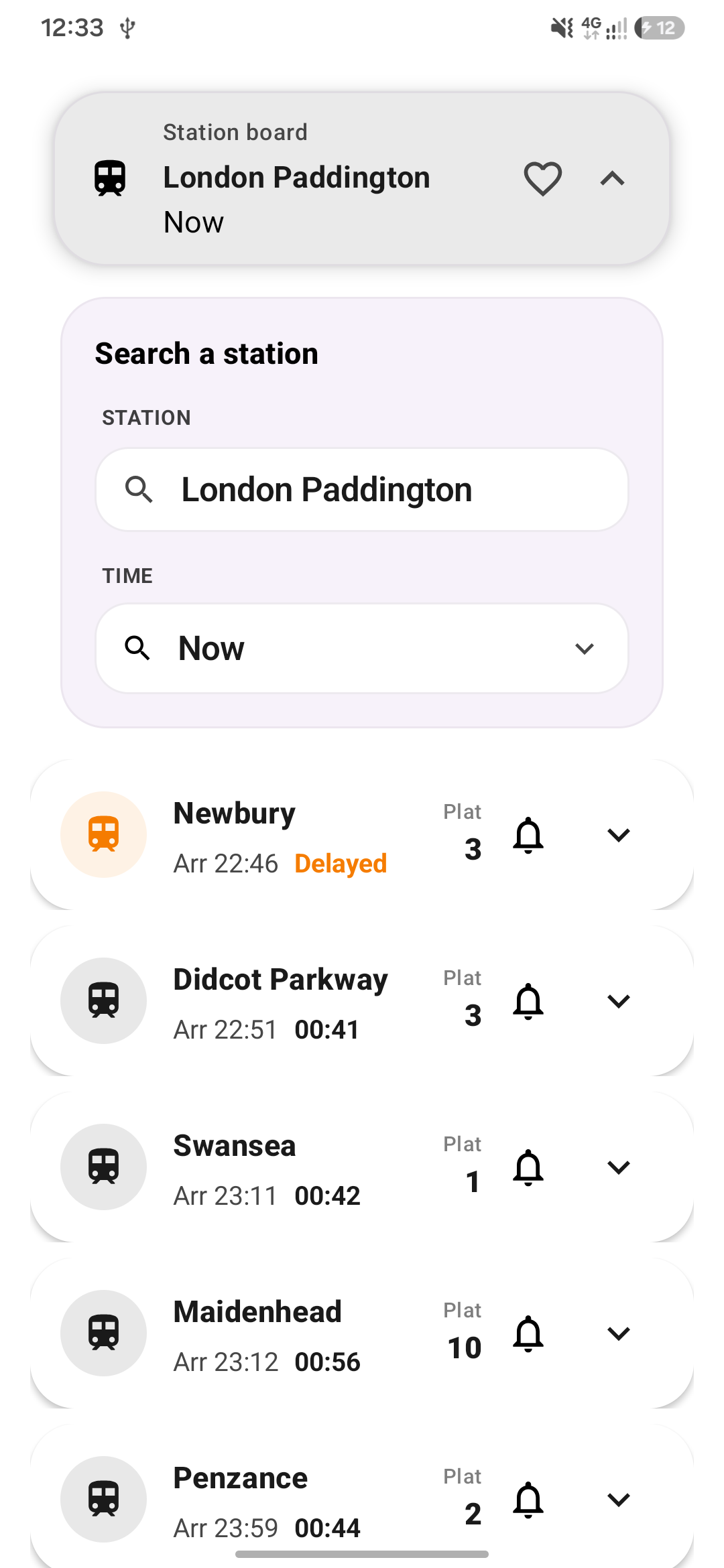 Transit Mate station screen